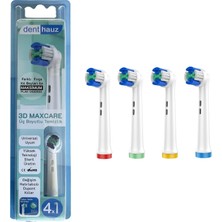 Nacario Denthauz 3D Maxcare - 3 Boyutlu Temiizlik Oral-B Uyumlu Diş Fırçası Başlığı - 4 Adet Yedek Başlık