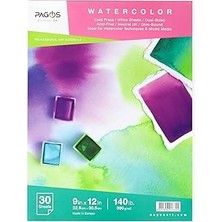 Nacario Pagos Suluboya Defteri 300 gr 30 Yaprak Orta Doku Cold Pressed 22,9 cm x 30,5 cm