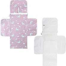 Nacario Baby'ness Çanta Boy Alt Değiştirme Bakım Seti, Sıvı Geçirmez, Leke Tutmaz, Aydede Desenli, Desenli, Pembe, 70X35CM