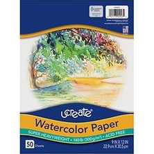 Nacario Suluboya Kağıdı, Beyaz, Paket, 140 Lb, 9 x 12 , 50 Sayfa