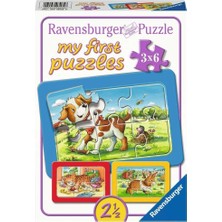 Nacario Ravensburger 3x6 Parça Ilk Yapbozum: Hayvan Dostları Puzzle Seti