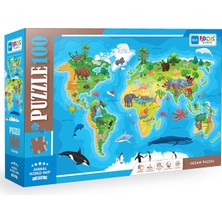 Nacario Blue Focus 100 Parça - Anımal World Map (Hayvan Dünya Haritası)