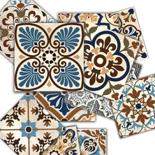 Nacario Tink Kendinden Yapışkanlı Karma Fas Desenli Pvc Karo, Yapışkanlı Fayans Kaplama, Fayans Çıkartması, Zemin Duvar Karosu 10X10 cm (20 Adet/0,20 M2)