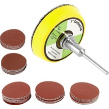 Nacario Pimli Mini 53'lü Cırt Zımpara Seti 50 mm Taban Matkap Uyumlu 80 120 320 600 800 Kum Karışık Grit