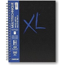 Nacario Canson Xl Kağıt, Dokulu, Karışık Medya, 300 G/m², A4, Orta Tanecikli, Spiral Blok, Uzun Sayfa, 34 Beyaz Yaprak, Profesyonel Sanatçılar ve Öğrenciler Için Ideal