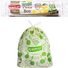 Nacario Koroplast Ekstra Güçlü Limon Kokulu Büzgülü Orta Boy Çöp Poşeti 15LI