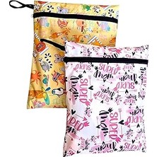 Nacario Yorni 2 Adet, 37 x 30 Cm, Mom ve Summer Desen, Sıvı Geçirmeyen Çok Amaçlı Çanta, Ekonomik Set, Yıkanabilir, Fermuarlı Tote Bag