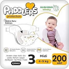 Nacario Paddlers Protection Bebek Bezi 3 Numara Midi (4-9 Kg) 200 Adet – Ekstra Jumbo Set, Maksimum Koruma