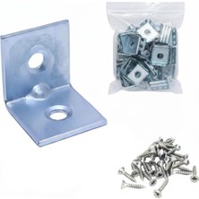 Nacario 25 Adet, L Tipi Metal Köşebent, 16X16X16MM, Vida Dahil, Mobilya Dolap Raf Montaj Bağlantı Aparatı, 2mm Kalınlık, Gümüş Renk