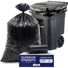 Nacario Plasticplace 95-96 Galon Çöp Kovası Astarı 1,2 Mil Siyah Ağır Hizmet Tipi Çöp Torbaları Rulolar - 154,9 cm x 172,7 cm (15 Adet)