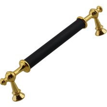 Nacario Melis (128 mm - 12.8 Cm) Siyah Gold Metal Mobilya Mutfak Çekmece Dolap Dolabı Kulbu Kulpu Kulpları