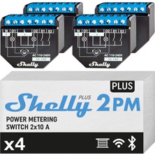 Nacario Shelly Plus 2pm | Wi-Fi ve Bluetooth 2 Kanallı Akıllı Röle Şalteri | Güç Tüketimi Ölçümlü Panjur Şalteri | Ev Otomasyonu | Google Home Alexa Aksesuarı | Ios Android Uygulaması (4'lü Paket)