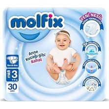 Nacario Molfix 3 Beden Midi Bebek Bezi (1 x 30 Adet)