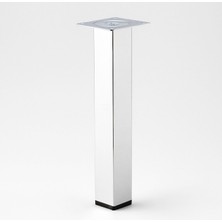 Nacario Kare Tablalı 41 cm Krom Gümüş 6 cm Çap Metal Sehpa Masa Ayağı Mobilya Destek Yükseltici Ayak