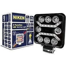 Nacario Niken Off Road Sis Lambası Çalışma Lambası Pro 8 LED Kare 3 Fonksiyonlu