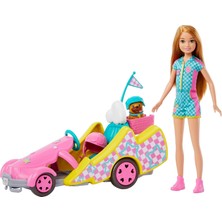 Nacario Barbie ve Stacie; Dönen Tekerlekleri Olan Go Kart Arabası, Köpek, Aksesuarlar ve Çıkartma Sayfası Dahil 9 Parçalık Oyun Seti, HRM08