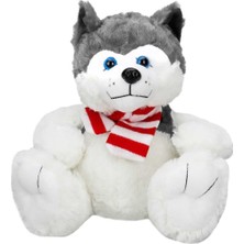 Nacario Oturan Husky Atkılı Peluş Köpek 30 Cm. - Gri