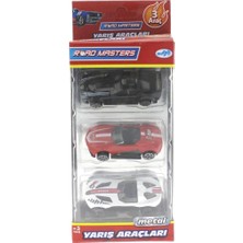 Nacario Die Cast Metal 3'lü Yarış Arabaları Siyah Araçlı