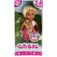 Nacario Cute Girl Kahverengi Köpekli ve Sarışın Mini Bebek