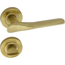 Nacario BADEM10 Royal Titanyum Gold Wc Banyo Kapı Kolu Daire Rozetli Sürgülü Kapı Sağ Sol Uygun Kolları Kulpu Uyumlu
