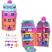 Nacario Polly Pocket Mikro Bebekler ve Ayıcık Temalı Büyük Dondurma Evi Oyun Seti ve Mobilya, Yiyecek ve Evcil Hayvan Dahil 25'ten Fazla Aksesuar, JFT91