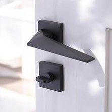 Nacario Yıldız Wc - Banyo Siyah Kapı Kolu Kare Rozetli Ev Kapı Kolları Kilitlenebilir Sağ Sola Uygun 1 Takım
