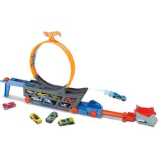 Nacario Hot Wheels Standlı Tır, 18 Araç Kapasiteli, Çemberli, Fırlatıcılı, GCK38