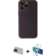 Marsilyan™- iPhone 13 Pro Max Kılıf Yadigar Klasik - Siyah 3D Antistatik Cam Ekran Koruyucu + Rainbow Kamera Lens Koruma Cam - Kı