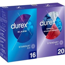 TeknoKapsül Durex Klasik Prezervatif 16'lı Chill Karma Prezervatif 20'li