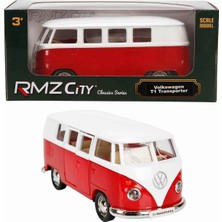Oyuncak Vitrinim 1:32 Rmz City Alman Klasikleri Serisi Die Cast Çek Bırak Model Araba - Kırmızı Volkswagen T1 Transporter Kırmızı