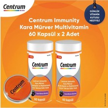 TeknoKapsül Centrum Immunity Kara Mürver Multivitamin 60 Kapsül x 2 Adet + Günlük Vitamin Kutusu Hediye