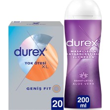 TeknoKapsül Durex Yok Ötesi Xl Ince Prezervatif 20'li, Geniş + Aloe Vera 2si1 Arada Kayganlaştırıcı & Masaj Jeli 200ML
