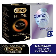TeknoKapsül Durex Nude Ultra Ince 24’lü + Yok Ötesi Ultra Kaygan Standart Fit Prezervatif 30’lu Set