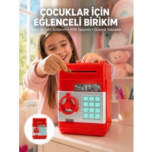 Epilons Şifreli Kırmızı Atm Tasarımlı Çelik Kasa Görünümlü Kumbara