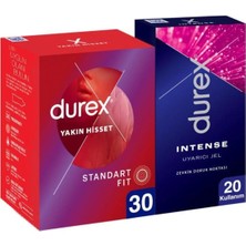 TeknoKapsül Durex Yakın Hisset Ince Prezervatif 30'lu + Durex Intense Uyarıcı Jel 10ML, Büyük Fırsat Paketi