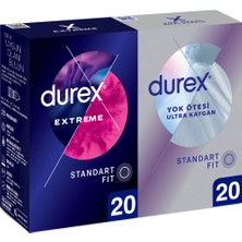 TeknoKapsül Durex Extreme Geciktiricili ve Tırtıklı Prezervatif 20'li+ Yok Ötesi Ultra Kaygan Ince Prezervatif 20'li