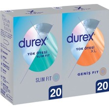 TeknoKapsül Durex Yok Ötesi Xl Ince Prezervatif 20'li + Yok Ötesi Slim Fit Ince Prezervatif 20'li, Avantaj Paketi