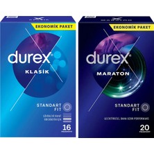 TeknoKapsül Durex Klasik Prezervatif 16'lı + Maraton Prezervatif 20'li
