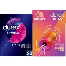TeknoKapsül Durex Manuel Mastürbatör, Esnek ve Yumuşak + Durex Extreme Geciktiricili ve Tırtıklı Prezervatif 30'lu