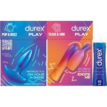 TeknoKapsül Durex Anal Titreşimli Plug Tıkaç + 2si1 Arada Titreşimli Vibratör & Uyarıcı Başlık + Hisset Jel 50ML