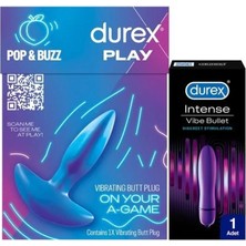 TeknoKapsül Durex Titreşimli Anal Plug Tıkaç, 8cm + Durex Intense Vibe Bullet Titreşimli Pilli Vibratör, Fırsat Paketi