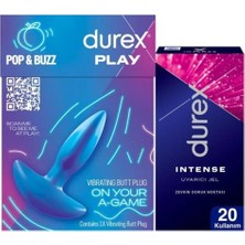 TeknoKapsül Durex Titreşimli Anal Plug Tıkaç, Silikon 8cm + Durex Intense Uyarıcı Jel 10ML(20 Kullanım), Fırsat Paketi