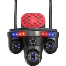 Esvision ES-705 Smart Güvenlik Kamerası 4 Lens Çakarlı Alert Sirenli Wi-Fi Ptz