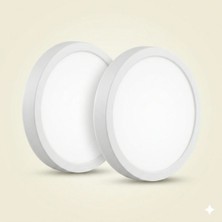 Yurdugül 18 Watt 6500K Beyaz Işık Yuvarlak LED Panel Sıva Üstü 2 Adet