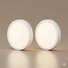 Yurdugül 24W Sıva Üstü Yuvarlak LED Panel 6500K Beyaz Işık 2160 Lümen – 2’li Paket