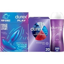 TeknoKapsül Durex Anal Titreşimli Plug Tıkaç + Chill Karma Paket Prezervatif 20LI+ Aloe Vera Kayganlaştırıcı Jel 200ML