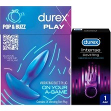 TeknoKapsül Durex Titreşimli Anal Plug Tıkaç, Silikon 8cm + Intense Devil Ring Titreşimli Halka, Avantaj Deneme Paketi