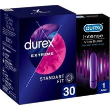 TeknoKapsül Durex Extreme Geciktiricili ve Tırtıklı Prezervatif 30'lu + Vibe Bullet Titreşimli Vibratör, Fırsat Paketi