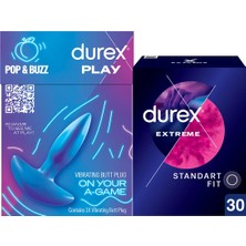 TeknoKapsül Durex Titreşimli Anal Plug Tıkaç + Durex Extreme Geciktiricili & Tırtıklı Prezervatif 30LU, Avantaj Paketi