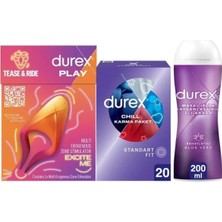 TeknoKapsül Durex Çoklu Titreşimli Erojen Bölge Uyarıcı + Chill Karma Prezervatif 20LI + Play Aloe Vera Jel 200ML